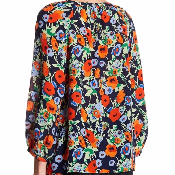 NWT $258 Joie Mckenna Silk Floral Blouse in Navy / Multicolor - size XS! - Picture 2 of 2